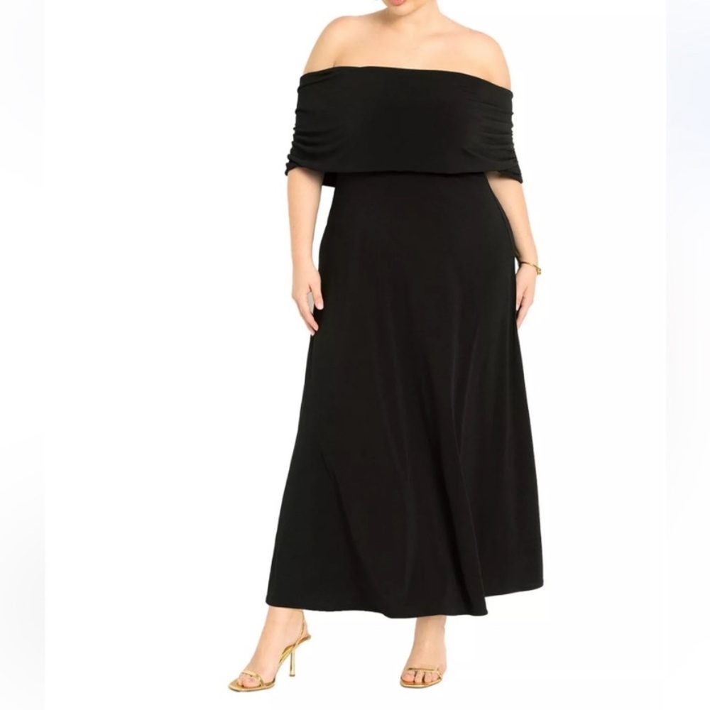 NWT Eloquii Black Off the Shoulder Maxi Dress Size 18